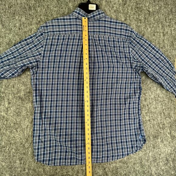 Chaps Shirt Men Extra Large Blue Easy Care Button-Front Business‎ Casual Preppy - Picture 7 of 9